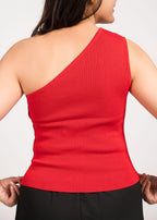Red Bloom Stylish One-shoulder top Free Size