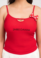 Red Casual Tank Top Free Size