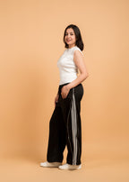 Black With White Stipe Casual Pant