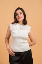 White Stylish Free Size Party Wear Top