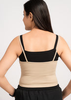 Beige & Black Cute Tank top
