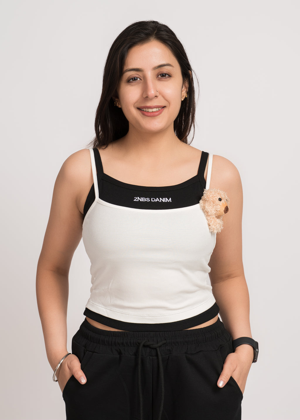 White and Black Cute Tank Top